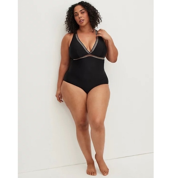 Torrid SHADOW STRIPE INSET WIRELESS SWIMSUIT - Picture 3 of 13